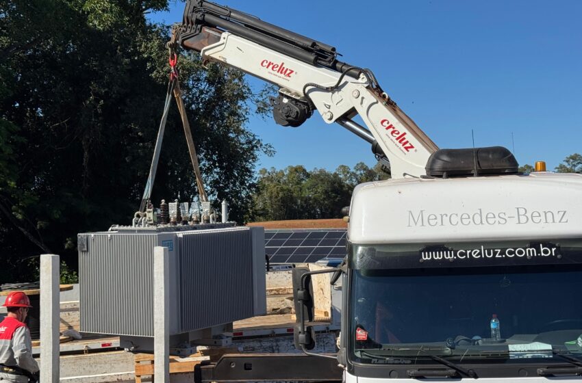 Transformador de 2,5 MVA chega à Usina Solar Sol da União da Creluz e marca nova etapa do projeto