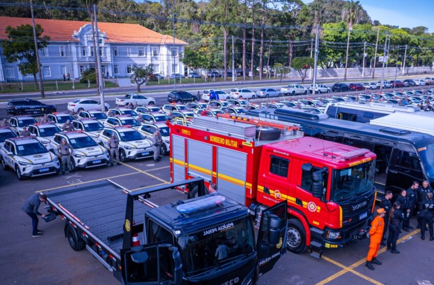 Governador entrega 280 viaturas, helicóptero, armamentos e equipamentos para as forças de segurança