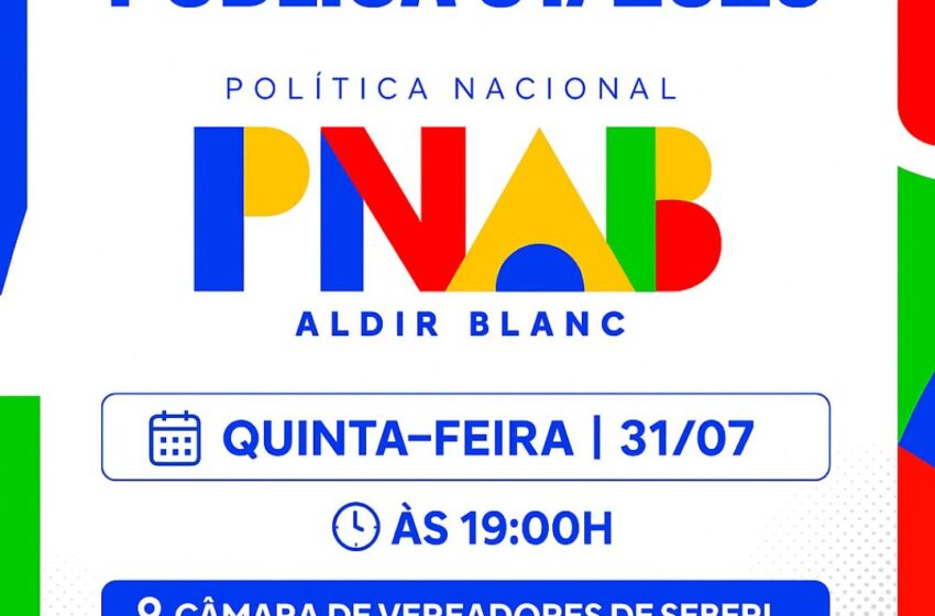Prefeitura de Seberi convida para Audiência Pública sobre a Política Nacional Aldir Blanc