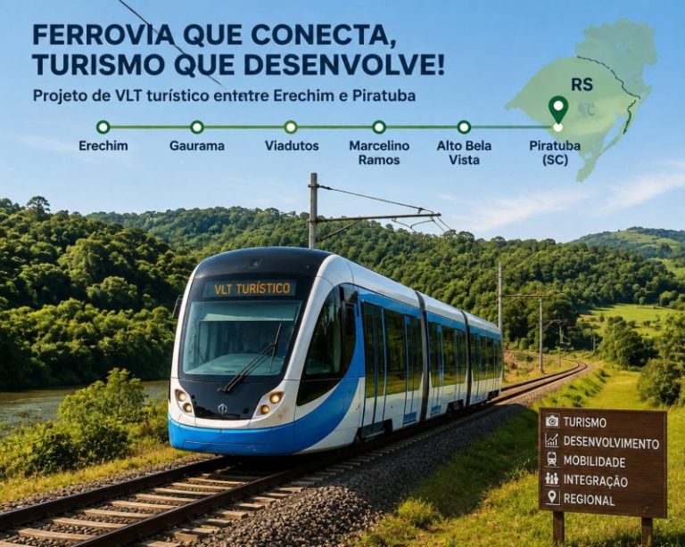 Prefeito de Marcelino Ramos articula projeto para transformar ferrovia em rota turística com VLT entre Erechim e Piratuba